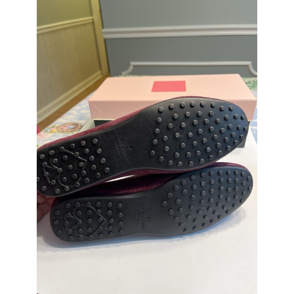 Kate Spade Cherrywood Suede Leather Gold Metal Embellished Loafers Shoes Sz 9M - Picture 15 of 15